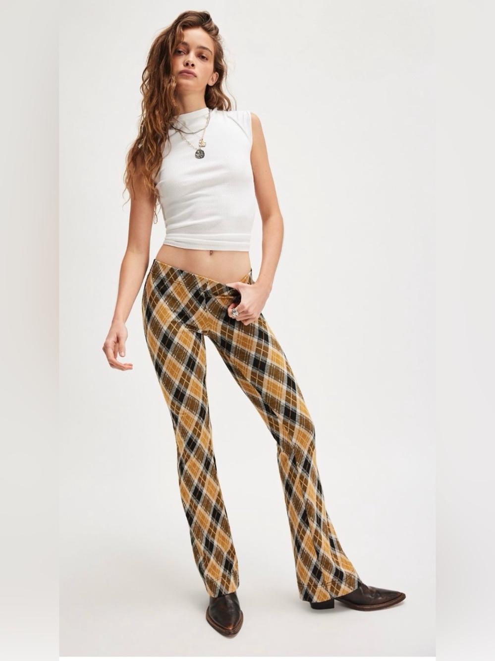 NWT FREE PEOPLE CHLOE KNIT PANTS MUSTARD COMBO